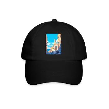 Rhodes Grèce Vintage Voyage Poster WPA Souvenir - Casquette classique - noir/noir - Devant