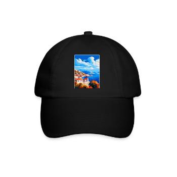 Hydra Greece Vintage Travel Poster WPA Souvenir - Baseball Cap - black/black - Front