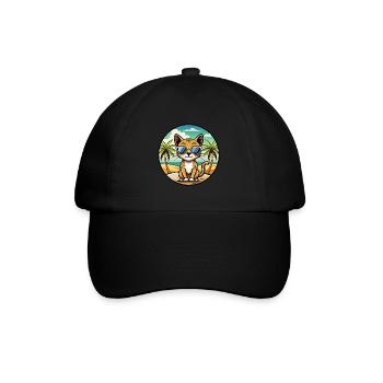 Chausie Katzenrasse Cartoon Sonnenbrille Strand - Baseballkappe - Schwarz/Schwarz - Vorne