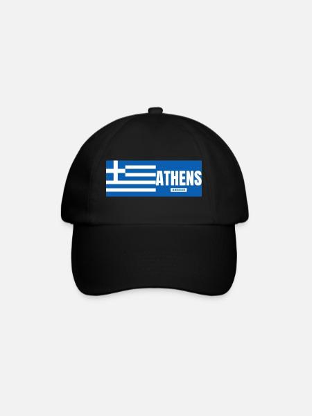 Athens City with Greek Flag - Baseball Cap - black/black