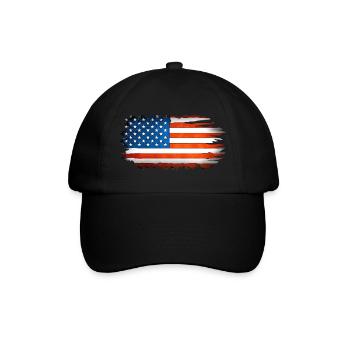 Amerikanische Flagge Pinselstrich - Baseballkappe - Schwarz/Schwarz - Vorne