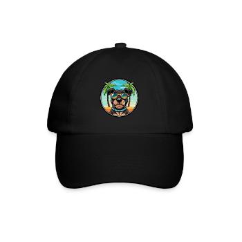 Rottweiler Chien Race Dessin Animé Lunettes De Soleil Plage - Casquette classique - noir/noir - Devant