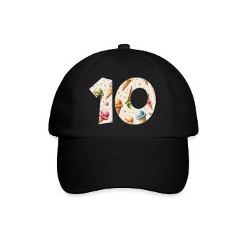 EISCREME NUMMER 10 JAHRE EIS 10. GEBURTSTAG - Baseballkappe - Schwarz/Schwarz - Vorne