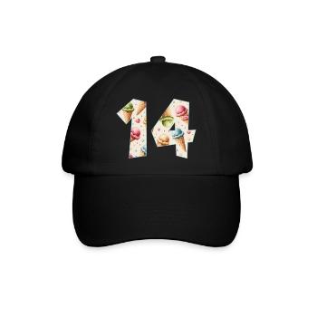 EISCREME NUMMER 14 JAHRE EIS 14. GEBURTSTAG - Baseballkappe - Schwarz/Schwarz - Vorne