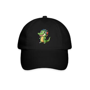 Krokodil Lustige Zeichentrickfigur Kopfhörer Musik - Baseballkappe - Schwarz/Schwarz - Vorne