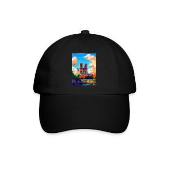 Notre Dame France Vintage Travel Poster Souvenir - Baseball Cap - black/black - Front