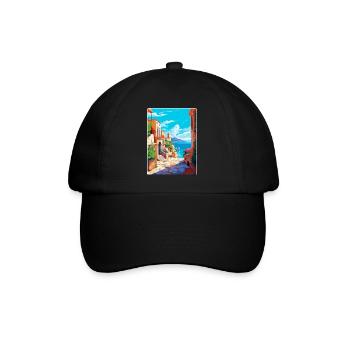 Rhodes Grèce Vintage Voyage Poster WPA Souvenir - Casquette classique - noir/noir - Devant