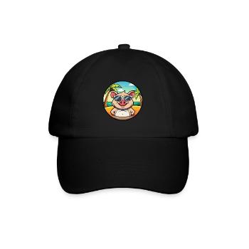 Cochon Drôle Dessin Animé Plage D’été Lunettes De Soleil Autocollant - Casquette classique - noir/noir - Devant