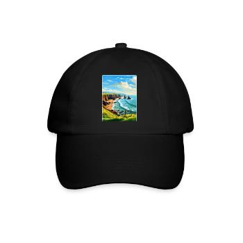 Hartland Quay Devon Vintage Travel Poster Souvenir - Baseball Cap - black/black - Front