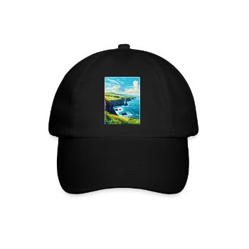 Dingle Halbinsel Irland Vereinigtes Königreich Vintage Reiseposter - Baseballkappe - Schwarz/Schwarz - Vorne
