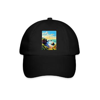 Hartland Quay Devon Vintage Travel Poster Souvenir - Baseball Cap - black/black - Front