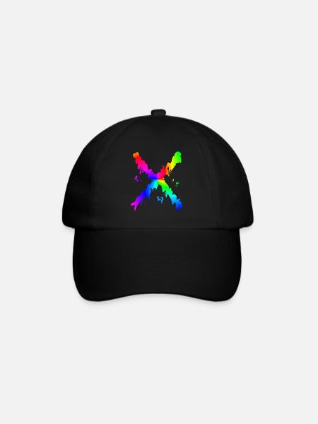 X Desing regenbogen - Baseballkappe - Schwarz/Schwarz