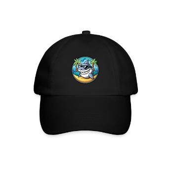 Shark Funny Cartoon Summer Beach Sunglasses Cool - Baseball Cap - black/black - Front