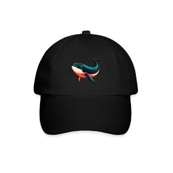 Whale Cartoon Character Colorful Pet Animal - Baseball Cap - black/black - Front