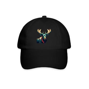 Moose Cartoon Character Colorful Pet Animal - Baseball Cap - black/black - Front