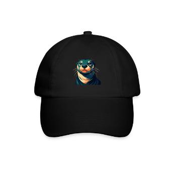 loutre dessin animé personnage animal de compagnie coloré - Casquette classique - noir/noir - Devant