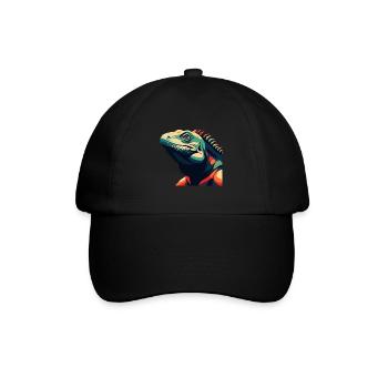 Iguana Cartoon Character Colorful Pet Animal - Baseball Cap - black/black - Front