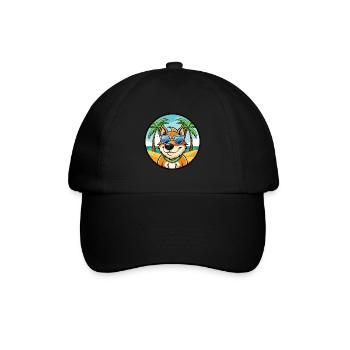 Volpino Italiano Hunderasse Cartoon Sonnenbrille Strand - Baseballkappe - Schwarz/Schwarz - Vorne