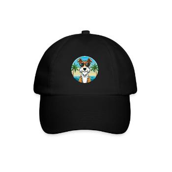 Draht Foxterrier Hunderasse Cartoon Sonnenbrille Strand - Baseballkappe - Schwarz/Schwarz - Vorne