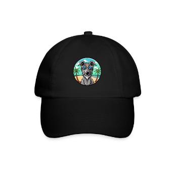 Scottish Deerhound Dog Breed Cartoon Sunglasses - Baseball Cap - black/black - Front