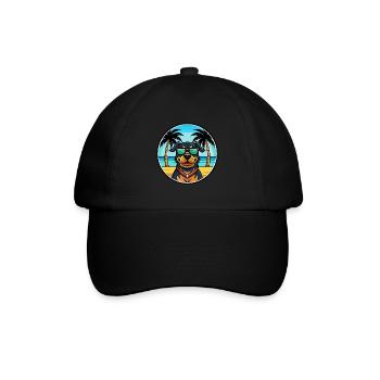 Rottweiler Chien Race Dessin Animé Lunettes De Soleil Plage - Casquette classique - noir/noir - Devant