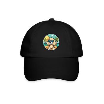 Pudel Hund Rasse Cartoon Sonnenbrille Strand - Baseballkappe - Schwarz/Schwarz - Vorne