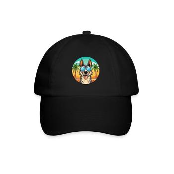 Nordamerikanischer Schäferhund Rasse Cartoon Beach - Baseballkappe - Schwarz/Schwarz - Vorne