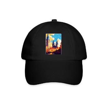 Prague Czech Republic Vintage Travel Poster WPA - Baseball Cap - black/black - Front