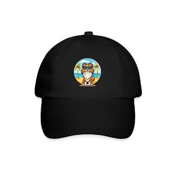 English Shepherd Dog Breed Cartoon Sunglass Beach - Baseball Cap - black/black - Front