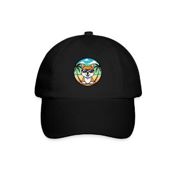 Hokkaido Dog Breed Cartoon Sunglasses Beach - Baseball Cap - black/black - Front