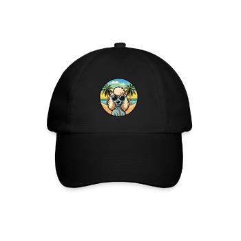 Corded Poodle Dog Breed Cartoon Sunglasses Beach - Baseball Cap - black/black - Front
