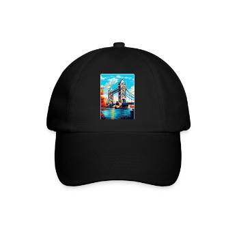 Tower Bridge England Uk Travel Poster Souvenir WPA - Baseball Cap - black/black - Front