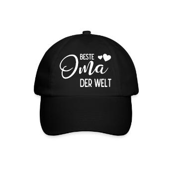 Beste Oma der Welt - Baseballkappe - Schwarz/Schwarz - Vorne