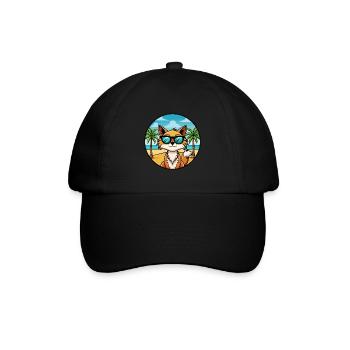 Somali Katzenrasse Cartoon Sonnenbrille Strand - Baseballkappe - Schwarz/Schwarz - Vorne