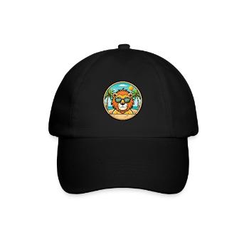 Lion Funny Cartoon Summer Beach Sunglasses Sticker - Baseball Cap - black/black - Front