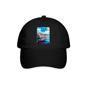 Brixham England Uk Vintage Reiseposter Souvenir - Baseballkappe - Schwarz/Schwarz - Vorne