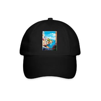 Rhodes Grèce Vintage Voyage Poster WPA Souvenir - Casquette classique - noir/noir - Devant