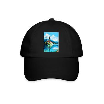 Lake Bled Slovenia Vintage Travel Poster Souvenir - Baseball Cap - black/black - Front