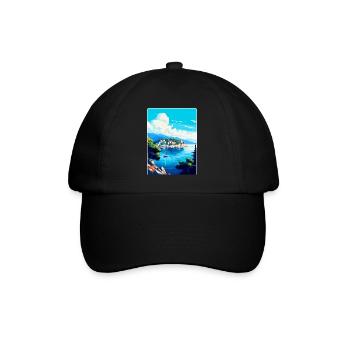 Vis Island Croatia Vintage Travel Poster Souvenir - Baseball Cap - black/black - Front