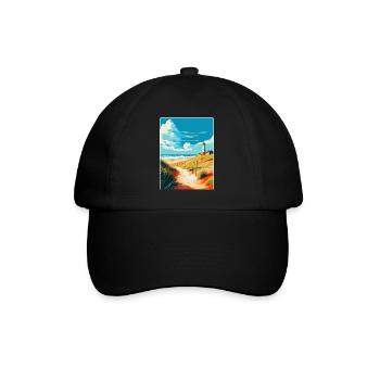 Insel Sylt Deutschland Vintage Reiseplakat Souvenir - Baseballkappe - Schwarz/Schwarz - Vorne