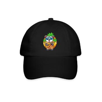 Lustige Panda Cartoon Sommer Strand Sonnenbrille Gitarre - Baseballkappe - Schwarz/Schwarz - Vorne