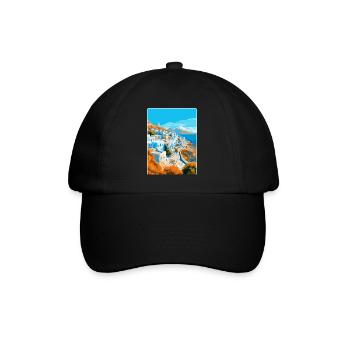 Ios Greece Vintage Travel Poster Souvenir Souvenir - Baseball Cap - black/black - Front