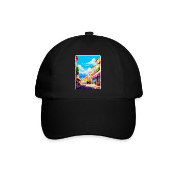 Cassis France Affiche de voyage vintage WPA Souvenir - Casquette classique - noir/noir - Devant