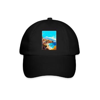 Kreta Griechenland Vintage Reiseplakat WPA Souvenir - Baseballkappe - Schwarz/Schwarz - Vorne