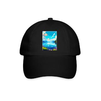 Lac Léman Suisse France Affiche de voyage WPA - Casquette classique - noir/noir - Devant