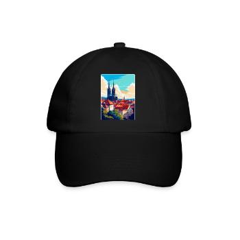 Brno Czech Republic Vintage Travel Poster Souvenir - Baseball Cap - black/black - Front