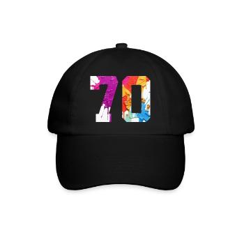 FARBIG NUMMER 70 BUNT 70. GEBURTSTAG - Baseballkappe - Schwarz/Schwarz - Vorne
