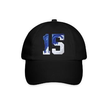 NR. 15 NUMMER 15 BLAU WEIß 15. GEBURTSTAG - Baseballkappe - Schwarz/Schwarz - Vorne