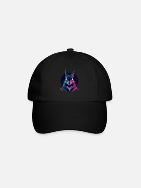 Low-Poly-Eichhörnchen - Baseballkappe - Schwarz/Schwarz