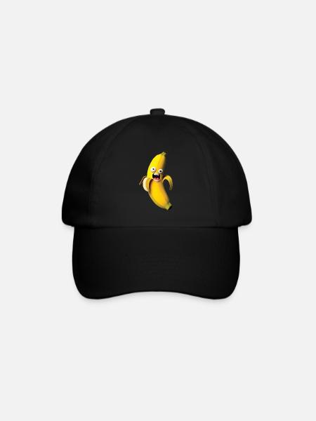 Ausdrucksvolle Banana-Figur mit Miene - Baseballkappe - Schwarz/Schwarz